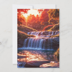 Serene Waterfall bei Sunset Vertical Poster Einladung