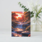 Serene Waterfall bei Sunset Vertical Poster Postkarte (Stehend Vorderseite)
