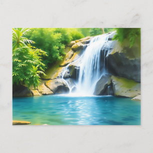 Serene Waterfall Cascading Postkarte
