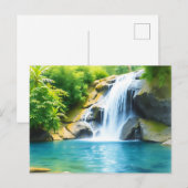Serene Waterfall Cascading Postkarte (Vorne/Hinten)