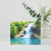 Serene Waterfall Cascading Postkarte (Stehend Vorderseite)