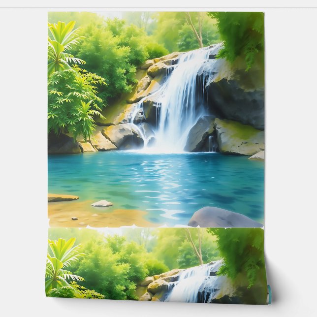 Serene Waterfall Cascading Tapete (Abrollen)