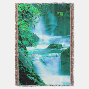 Serene Waterfall in Blau und Grün Decke
