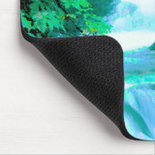 Serene Waterfall in Blau und Grün Mousepad (Ecke)