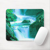 Serene Waterfall in Blau und Grün Mousepad (Mit Mouse)
