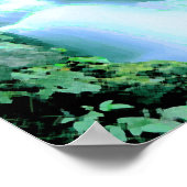 Serene Waterfall in Blau und Grün Poster (Ecke)