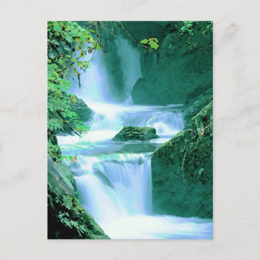Serene Waterfall in Blau und Grün Postkarte (Vorderseite)