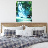 Serene Waterfall in Pale Blue und Green Leinwanddruck (Insitu (Schlafzimmer))