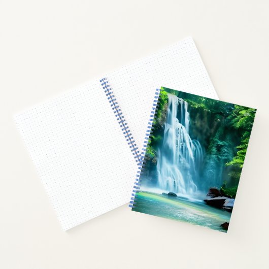 Serene Waterfall in Pale Blue und Green Notizblock (Innenseite)
