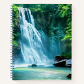 Serene Waterfall in Pale Blue und Green Notizblock (Vorderseite)