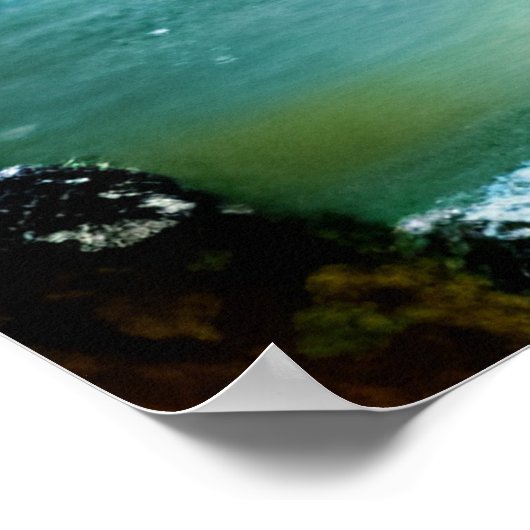 Serene Waterfall in Pale Blue und Green Poster (Ecke)