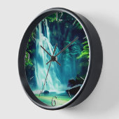 Serene Waterfall in Pale Blue und Green Uhr (Winkel)