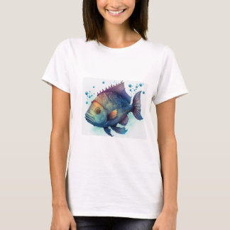 "Serene Waters: Artistic Fish Design Ladys' T-Shi T-Shirt