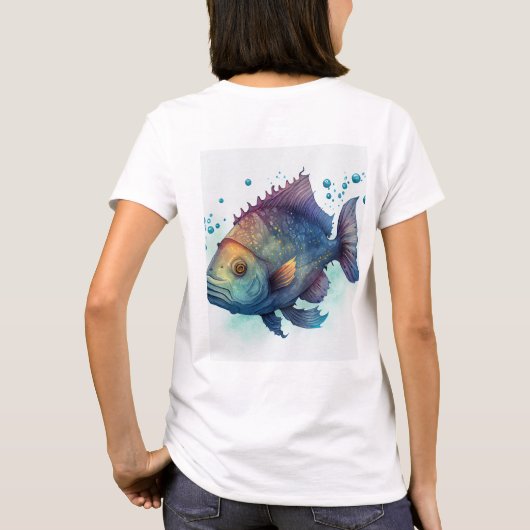 "Serene Waters: Artistic Fish Design Ladys' T-Shi T-Shirt (Rückseite)