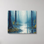 Serene Waters Blue Forest Pond Landschaft Leinwanddruck (Vorderseite)