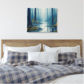 Serene Waters Blue Forest Pond Landschaft Leinwanddruck (Insitu (Schlafzimmer))