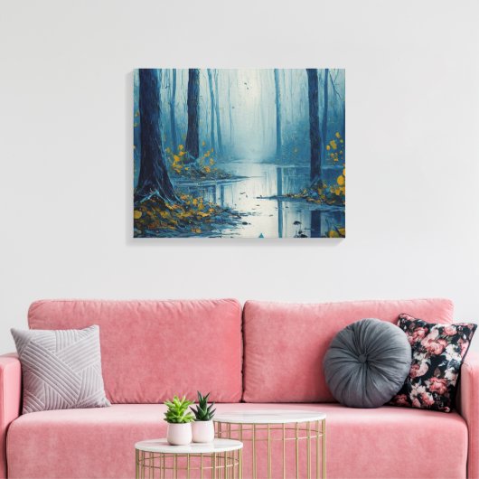 Serene Waters Blue Forest Pond Landschaft Leinwanddruck (Insitu (Wohnzimmer))