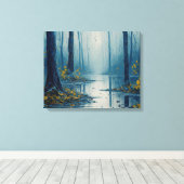 Serene Waters Blue Forest Pond Landschaft Leinwanddruck (Insitu (Holzboden))