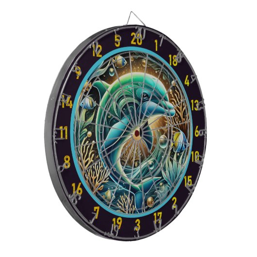 Serene Waters Dolphin Dartboard Delight Dartscheibe (Vorderseite Links)