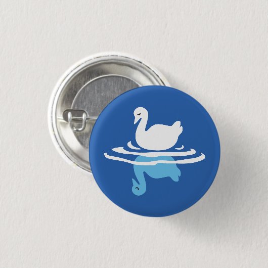 Serene Waters - Spielerisches Muster des Swan Lake Button (Vorne & Hinten)