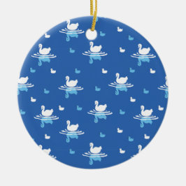 Serene Waters - Spielerisches Muster des Swan Lake Keramik Ornament