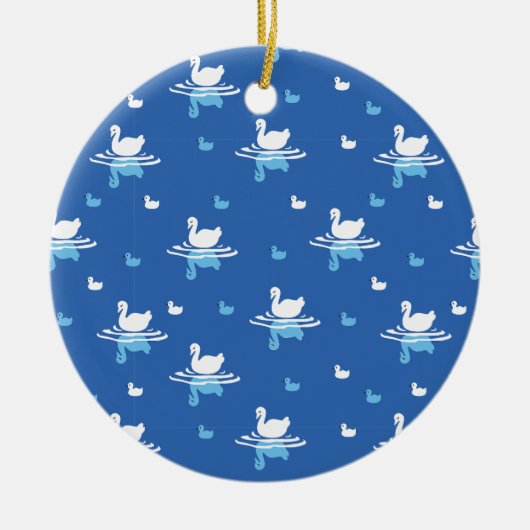 Serene Waters - Spielerisches Muster des Swan Lake Keramik Ornament (Vorne)