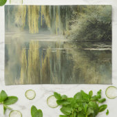 Serene Weidenbaum-Reflexion Naturkunst (10) Geschirrtuch (Gefaltet)