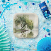Serene Weidenbaum-Reflexion Naturkunst (12) Pappteller (Party)