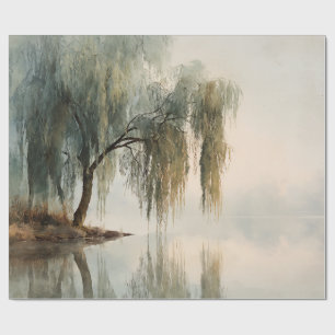 Serene Weidenbaum-Reflexion Naturkunst (13) Geschenkpapier
