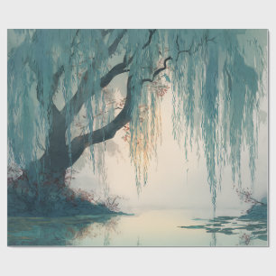 Serene Weidenbaum-Reflexion Naturkunst (3) Geschenkpapier