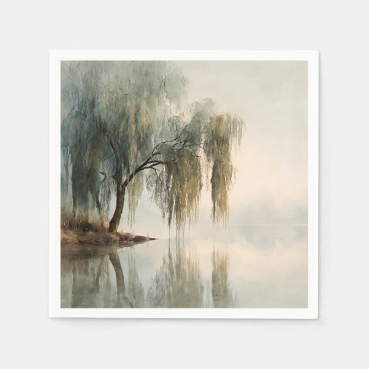 Serene Weidenbaum-Reflexions-Naturkunst (13) Serviette (Vorderseite)