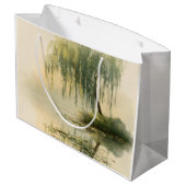 Serene Weidenbaum-Reflexions-Naturkunst (1) Große Geschenktüte (Rückseite Schrägansicht)