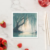 Serene Weidenbaum-Reflexions-Naturkunst (3) Serviette (Beispiel)