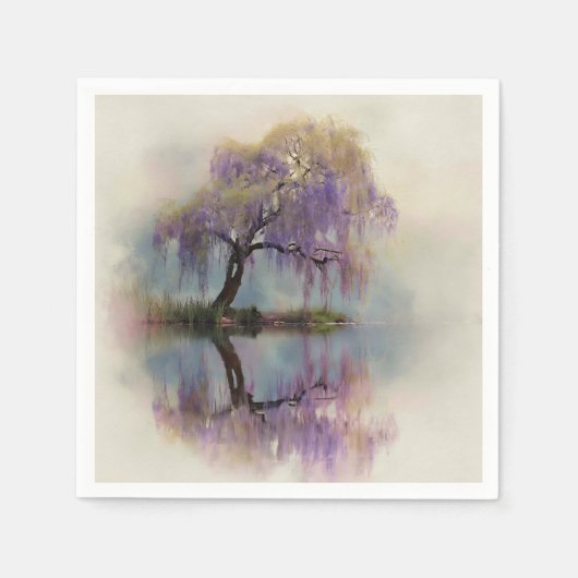 Serene Weidenbaum-Reflexions-Naturkunst (6) Serviette (Vorderseite)