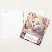 Serene White Cat Planner mit Name und Monogramm Planer (Anzeige)