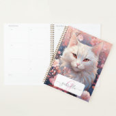 Serene White Cat Planner mit Name und Monogramm Planer (Anzeige)