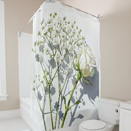 Serene White Rose Floral Art Duschvorhang