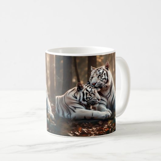 Serene White Tiger Companions Kaffeetasse (VorderseiteRechts)