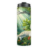 Serene White Tiger und Blume Thermosbecher (Vorderseite)