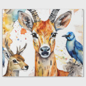 Serene Wildlife Watercolor Collage Geschenkpapier (Flach)