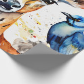 Serene Wildlife Watercolor Collage Geschenkpapier (Ecke)