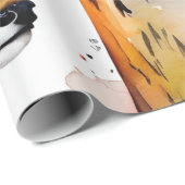 Serene Wildlife Watercolor Collage Geschenkpapier (Rolleneckpunkt)