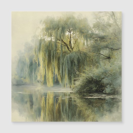Serene Willow Tree Reflection Nature Art (10) Magnetkarte (Vorderseite)