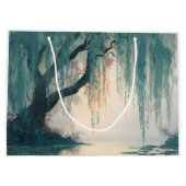 Serene Willow Tree Reflection Nature Art (3) Große Geschenktüte (Rückseite)