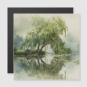 Serene Willow Tree Reflection Nature Art (5) Magnetkarte (Vorne/Hinten)