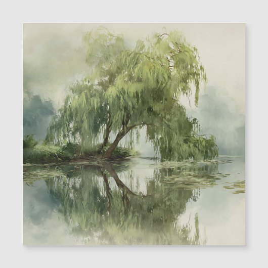Serene Willow Tree Reflection Nature Art (5) Magnetkarte (Vorderseite)