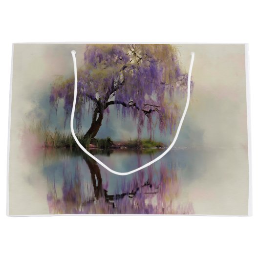 Serene Willow Tree Reflection Nature Art (6) Große Geschenktüte (Vorderseite)