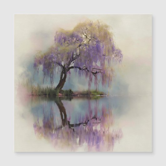 Serene Willow Tree Reflection Nature Art (6) Magnetkarte (Vorderseite)