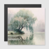Serene Willow Tree Reflection Nature Art (7) Magnetkarte (Vorne/Hinten)