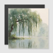 Serene Willow Tree Reflection Nature Art (9) Magnetkarte (Vorne/Hinten)